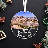Lerime66 Badlands National Park Acrylic Christmas Ornament, National Parks Travel Souvenir Gift for Friends, Family