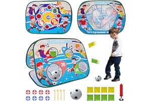 SOGNOTOY Large Size Bean Bag Toss Game Toy, 3 in 1 Football Toys for Kids Toddler Outdoor&Indoor Toys for Kids Ages 4-8, 3-Sided Foldable Cornhole Board Yard Beach Party Activities Toys Game for Boys Girls
