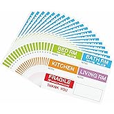 Hybsk 42x90mm Large Home Moving Labels for Boxes Apartment Moving Helper 6 Different Packing Fragile Labels Blank Furniture Labels (20 Sheets, 120pcs)