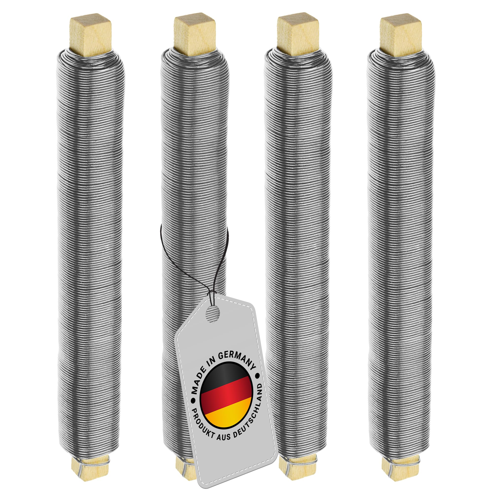 ECENCE Florist Wire for wreath making galvanised 4x 38,28 Yards 22 Gauge Floristry Wires Flexible Craft Paddle Wire for Wreath Making Colour Silver