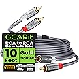 GEARit RCA Cable (10FT) 2RCA Male to 2RCA Male Stereo Audio Cables Shielded Braided RCA Stereo Cable for Home Theater, HDTV,
