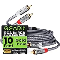 GEARit RCA Cable (10FT) 2RCA Male to 2RCA Male Stereo Audio Cables Shielded Braided RCA Stereo Cable for Home Theater, HDTV,