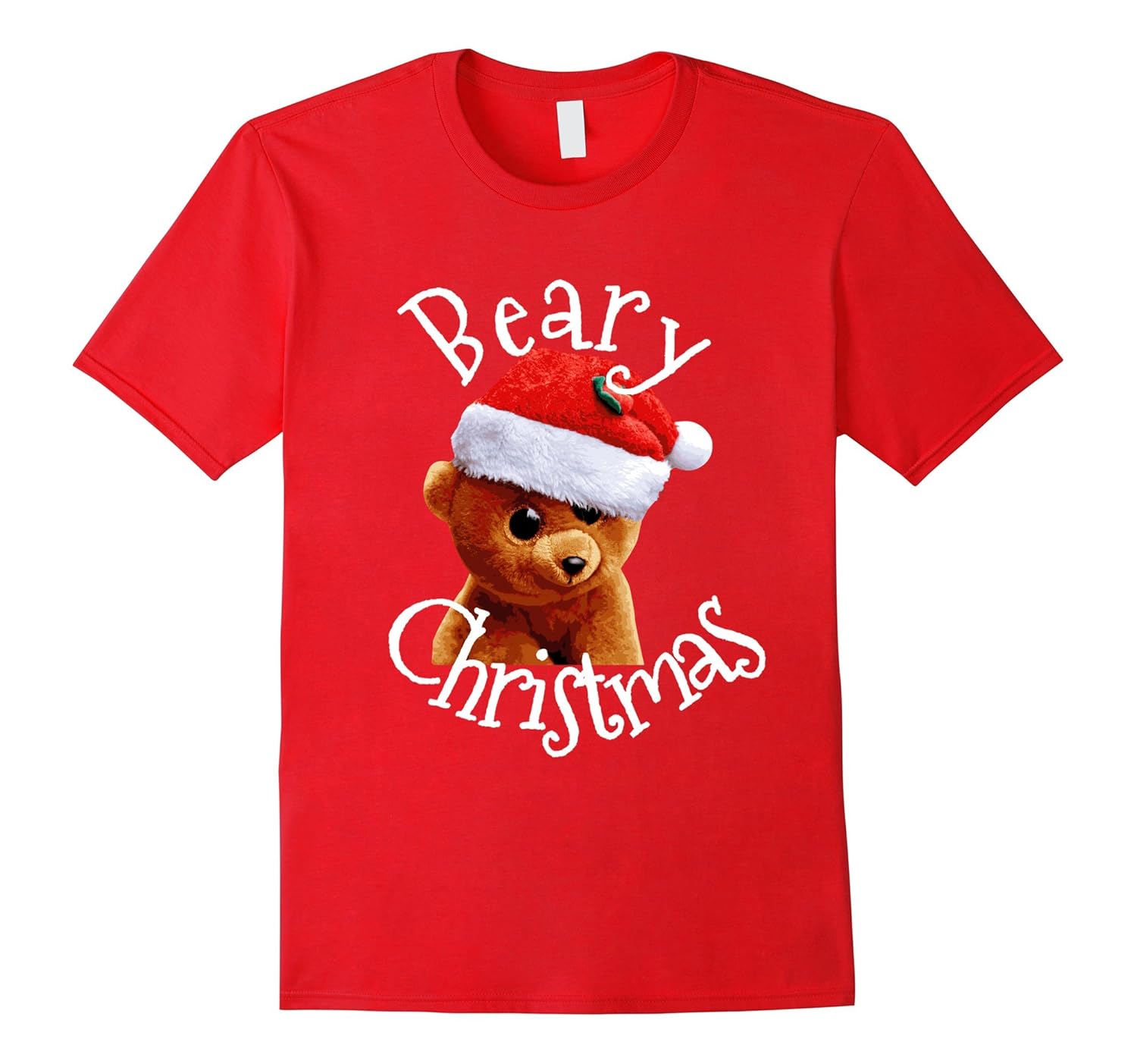 Beary Christmas T-Shirt Funny Bear Santa Hat Tee Shirt-ANZ