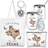 Paterr 4 Pcs City Souvenirs Gifts Texas Canvas Bag California Makeup Bag Italy 12oz Stainless Steel Tumbler with Lid Florida Keychain Ny Travel Lover Gifts Souvenirs for Women(Texas)