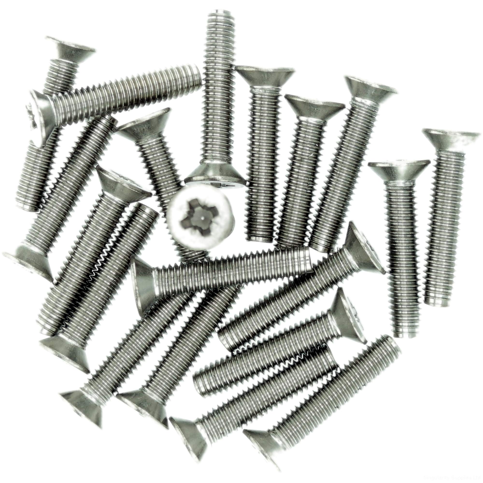 M2.5 (2.5mm x 6mm) Pozi Countersunk Thread Rolling Screw - Stainless Steel (A2) (Pack of 20)