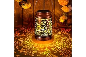 HOFLYW Solar Lanterns Outdoor Waterproof Gifts for Women Grandma Gifts for Mom Hummingbird Garden Decor Solar Hanging Lantern Metal for Patio Yard Festival Pathway Landscape