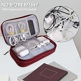 Teskyer Travel Organizer Bag Electronics Organizer Waterproof 8.5 x 5 Wine Red view 2