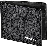 GERUOLA Men's Real Crocodile Leather- RFID Blocking, Slim & Stylish with 9 Compartments and 1 ID Window, Bifold Mens Wallet, Bifold Wallet Men's Short Wallet Purses, Durable Stitching