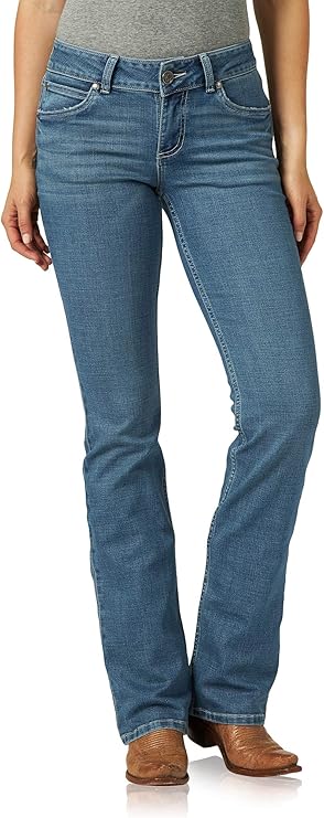 wrangler retro women's mae mid rise boot cut jeans
