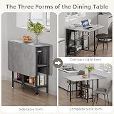 MondeeR Folding Dining Table Grey 120x80x75 cm Extendable with Storage Shelves view 4