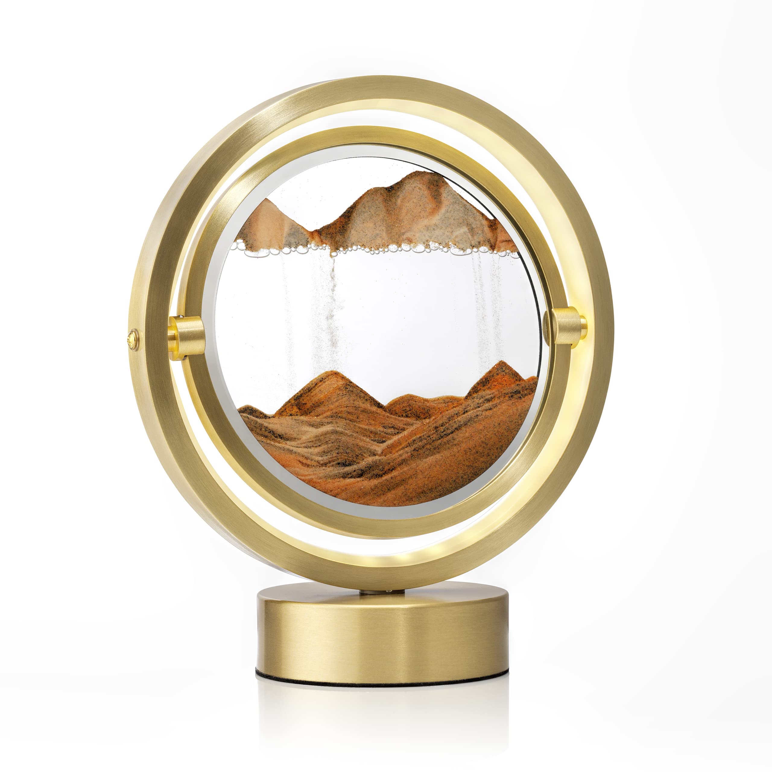 Auraglow LED Sandscape Table Touch Lamp - 3D Moving Sand Art Picture with 360° Rotation & Full Circle Dimmable Light - Adjustable Colour Temperatures - Gold