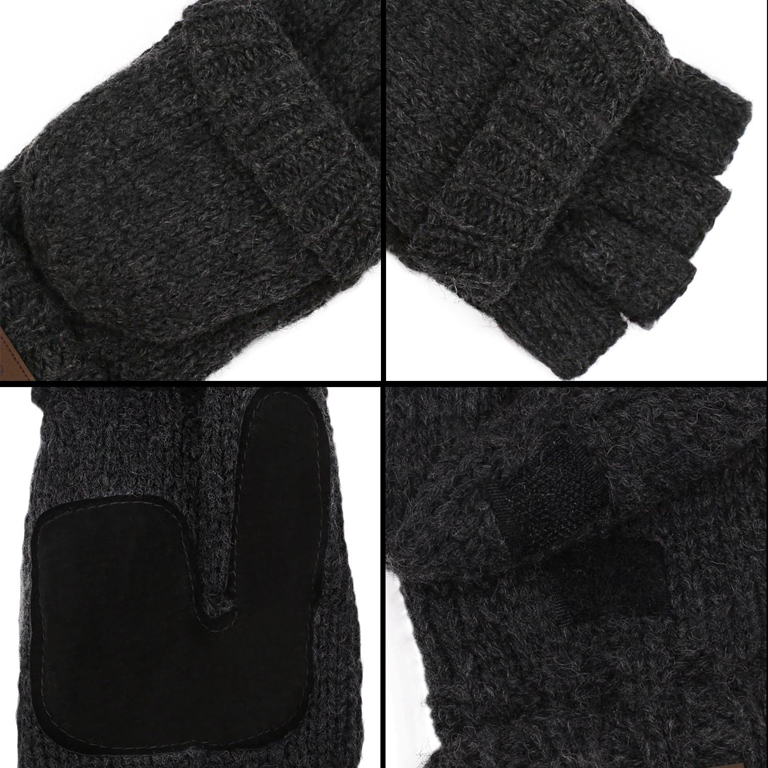 Winter Knitted Convertible Fingerless Gloves Wool Mittens Warm Mitten Glove for Women and Men at  Women’s Clothing store
