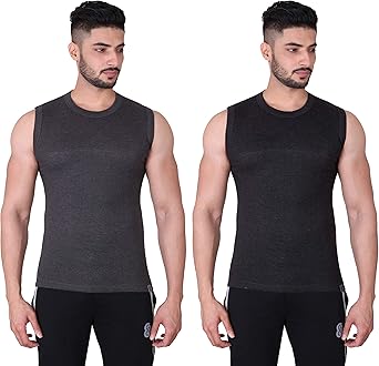 Buy Big Button Csg Men's Stretch Colored Round Neck Sleeveless Muscle