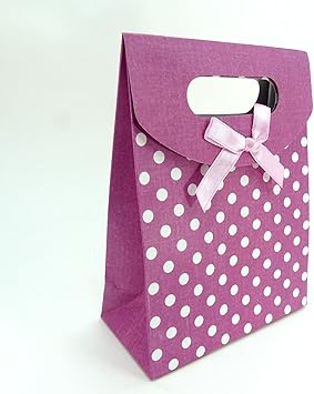 Amazon リボン付きマチあり紙袋 B6サイズ ラベンダードット柄 Rp 103 水玉 簡易ラッピングセット 簡易包装 ギフトバッグ ギフトバック ギフトバッグ 袋 文房具 オフィス用品