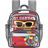 MAY TREE Clear Backpack Stadium Approved, 12x10x6 Inches Small Clear Bag with Padded Straps for Stadium Events, Concert, and Work, Grey