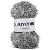 Buvemu Eyelash Fun Fur Yarn for Crochet, Knitting &amp; Crafts, Gray | 100% Polyester, 100 g (3.53 oz), 175 yd (160 m), Ideal for Amigurumi, Graduation Leis, Bags, Rugs, Scarves &amp; Plush Toys