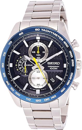 seiko men's quartz blue dial watch