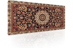 Vintage Rug Gaming Mouse Pad XL Dark Brown Retro Carpet Aesthetic Extended Large Mat Mousepad Desk Pad Non-Slip Rubber Base S