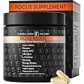 Formulation Factory BOSS Mode 10-in-1 Nootropic Complex with Lion's Mane, Alpha-GPC, Bacopa Monnieri, Ginkgo Biloba, Rhodiola &amp; L-Tyrosine - 120 Capsules