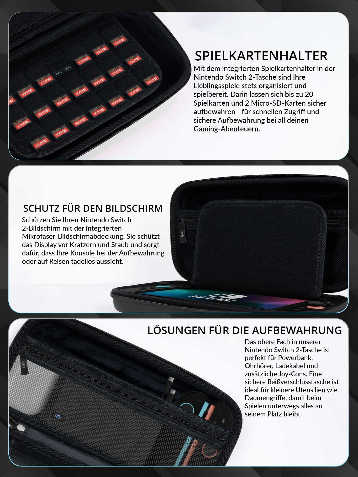 Orzly Tragetasche für die Nintendo Switch 2 (2025) Konsole, 7,9 Zoll Bildschirmschutz, Hartschalenetui mit intelligenter Aufbewahrung für Zubehör und Spiele, Taschen, Geschenkbox-Edition 5