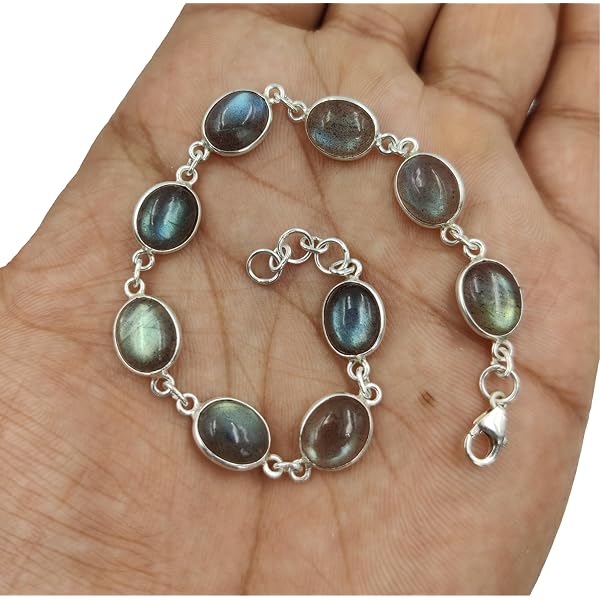 Bracelet En Argent Sterling 925 Avec Améthyste Verte - Fait Main, Réglable, Idéal Cadeau