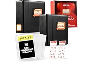 UTOPISH Show-Bill Binder with Sleeves - 2-Pack of Large 4” Theater Program Holders with 70 Sheet Protectors and Numbering Stickers Included - Broadway Gift with Full-Color Logo and Numbering Panel (2)