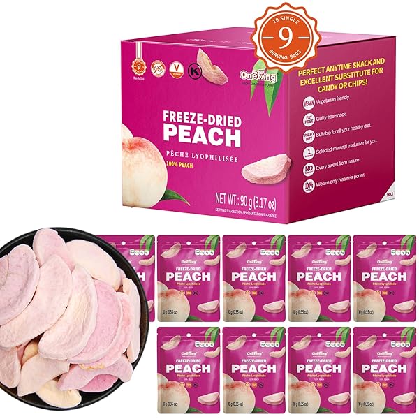 ONETANG FREEZE-DRIED FRUIT PEACH CHIPS, 9 PACK SINGLE-SERVE...