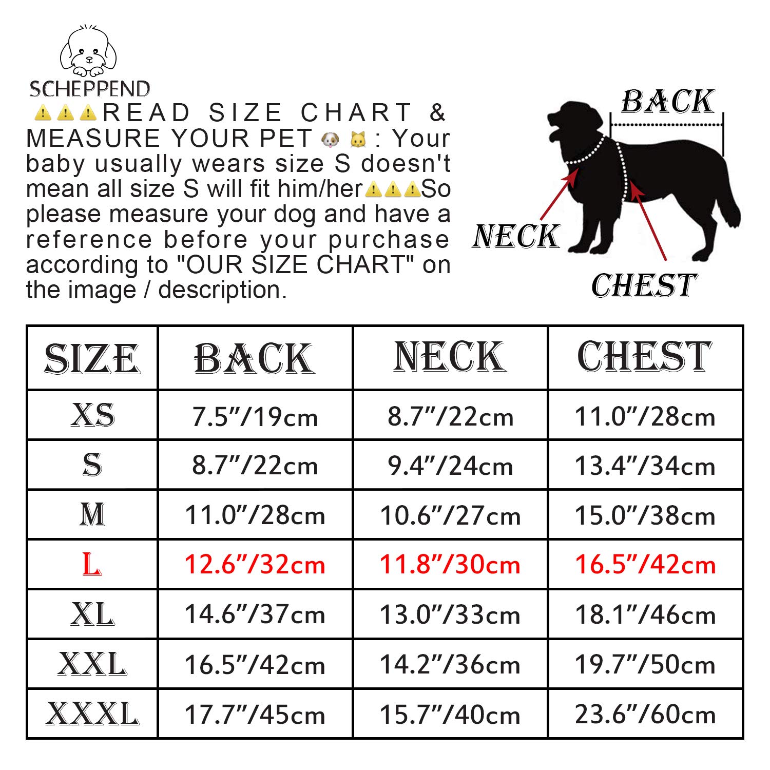 adidog size chart