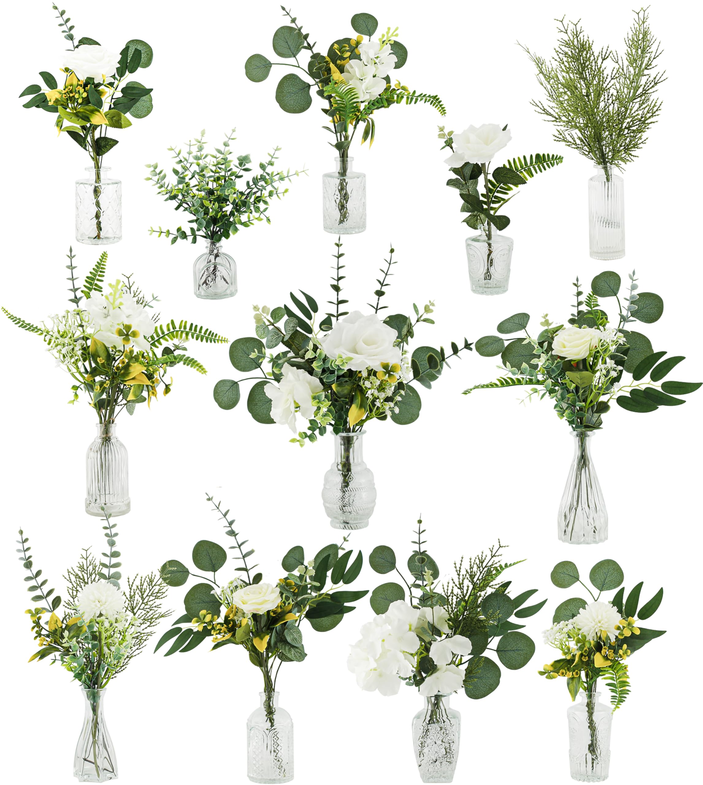 Photo 1 of KOPWVA Artificial Flowers with Vases, 108 Pcs Fake Plants & Bud Vases, Centerpieces Flowers DIY Set Suitable for Central Table,Weddings,Office and Indoor Decoration