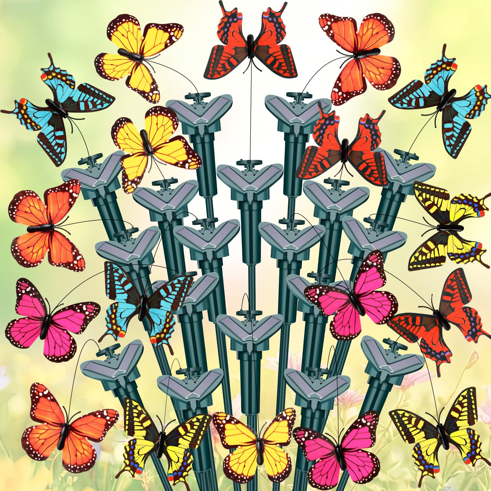 Photo 1 of Rossesay 18 Pcs Solar Flying Butterflies Moving Fluttering Butterflies Waterproof Garden Stakes Decorations for Home Yard Pathway Garden Landscape Outdoor Indoor Centerpieces Decorations