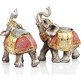 Wisifayardin Wealth Lucky Elephant Figurine with Trunk Up Elephant Statue Collectible Figurines Perfect for Home Decor Gift