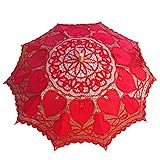 Handmade Red Heart Lace Parasol Umbrella Wedding