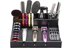 Large Barber Station Organizer for Corded Clippers & Guards, Barber Clipper Tray Anti-slip Hair Trimmer Holder, Multifunctional Detachable Hairdressing Tool Holder, Salon Haircut Supplies Storage Case