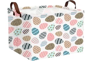 ASKETAM Easter Basket for Kid Empty Gift Basket Cute Rectangle Storage Bin Easter Bunny Eggs Room Décor (A-5)