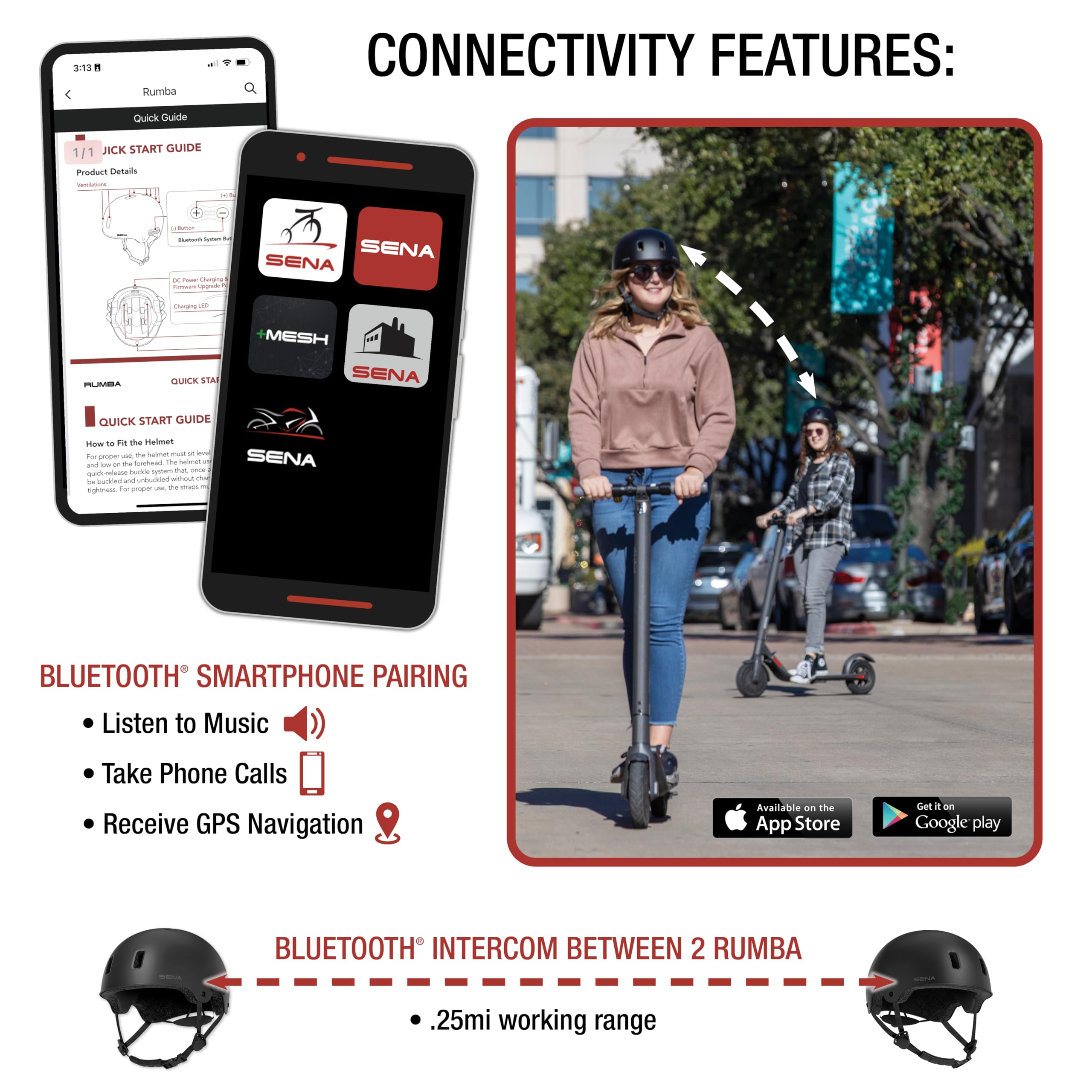 Sena Rumba Multi-Sport Bluetooth-Helm (Matte Black, L) 4