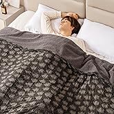 Bearhug Electric Blanket Twin Size 62" x 84", Grey Flower Patterns Faux Fur & Warm Sherpa Heated Blanket, 10 Heating Levels & 1-12H Auto Off, ETL Certified, Machine Washable