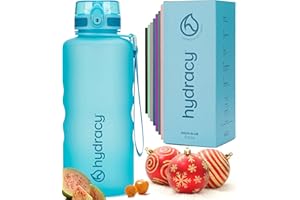 Hydracy Water Bottle with Time Marker -Large BPA Free Water Bottle & No Sweat Sleeve -Leak Proof Gym Bottle with Fruit Infuser Strainer & Times to Drink -Ideal for Fitness Sports & Outdoors