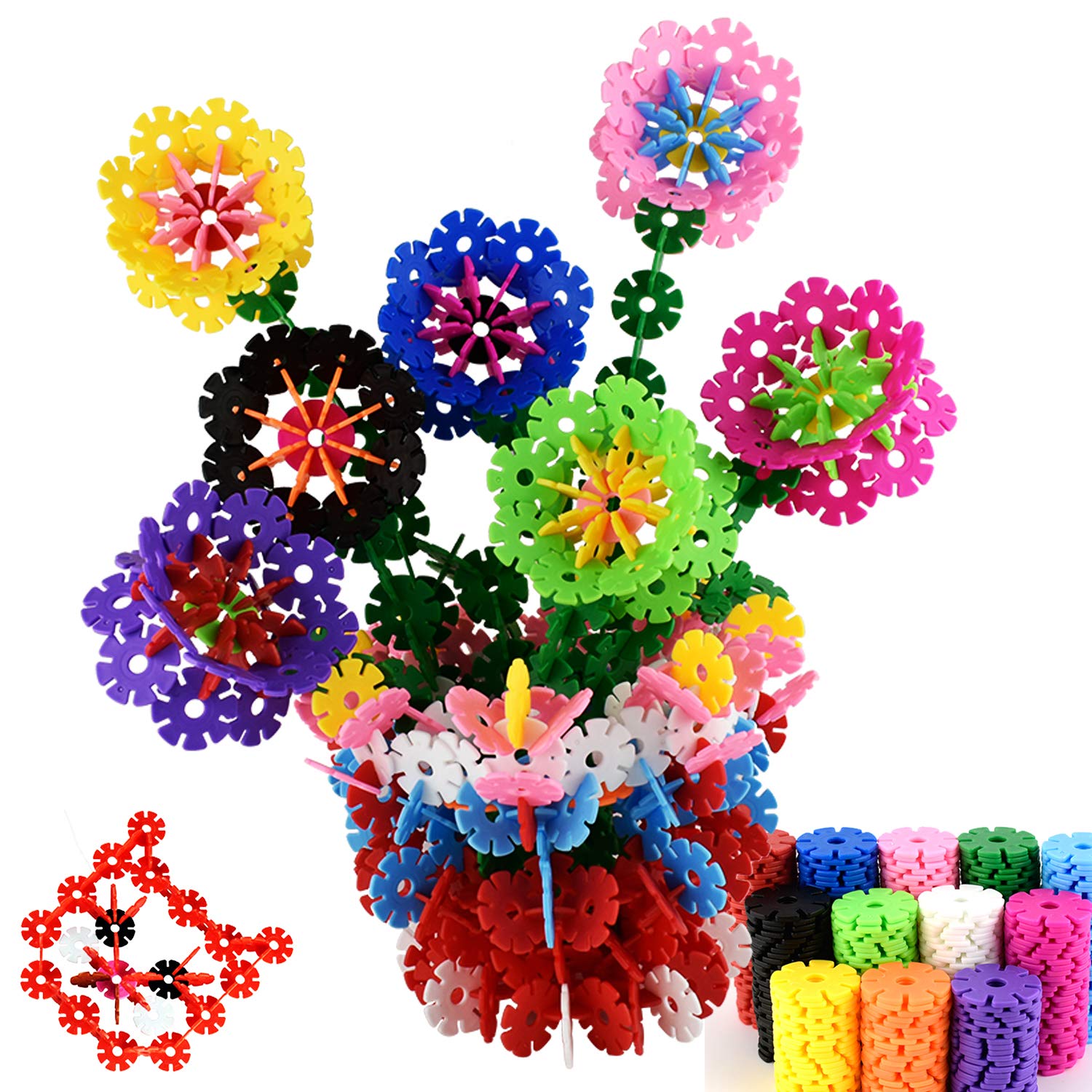 Dr.OX Rainbow Building Discs 800 PCS Educational Brain Building Toy Interlocking Plastic Construction Connect Set Promotes Fine Motor Skills Development