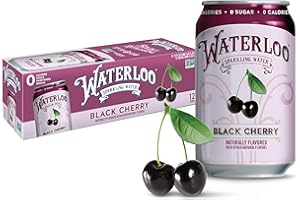Waterloo Sparkling Water, Black Cherry Naturally Flavored, 12 Fl Oz Cans (Pack of 12) – Zero Calories and Zero Sugar or Sweeteners