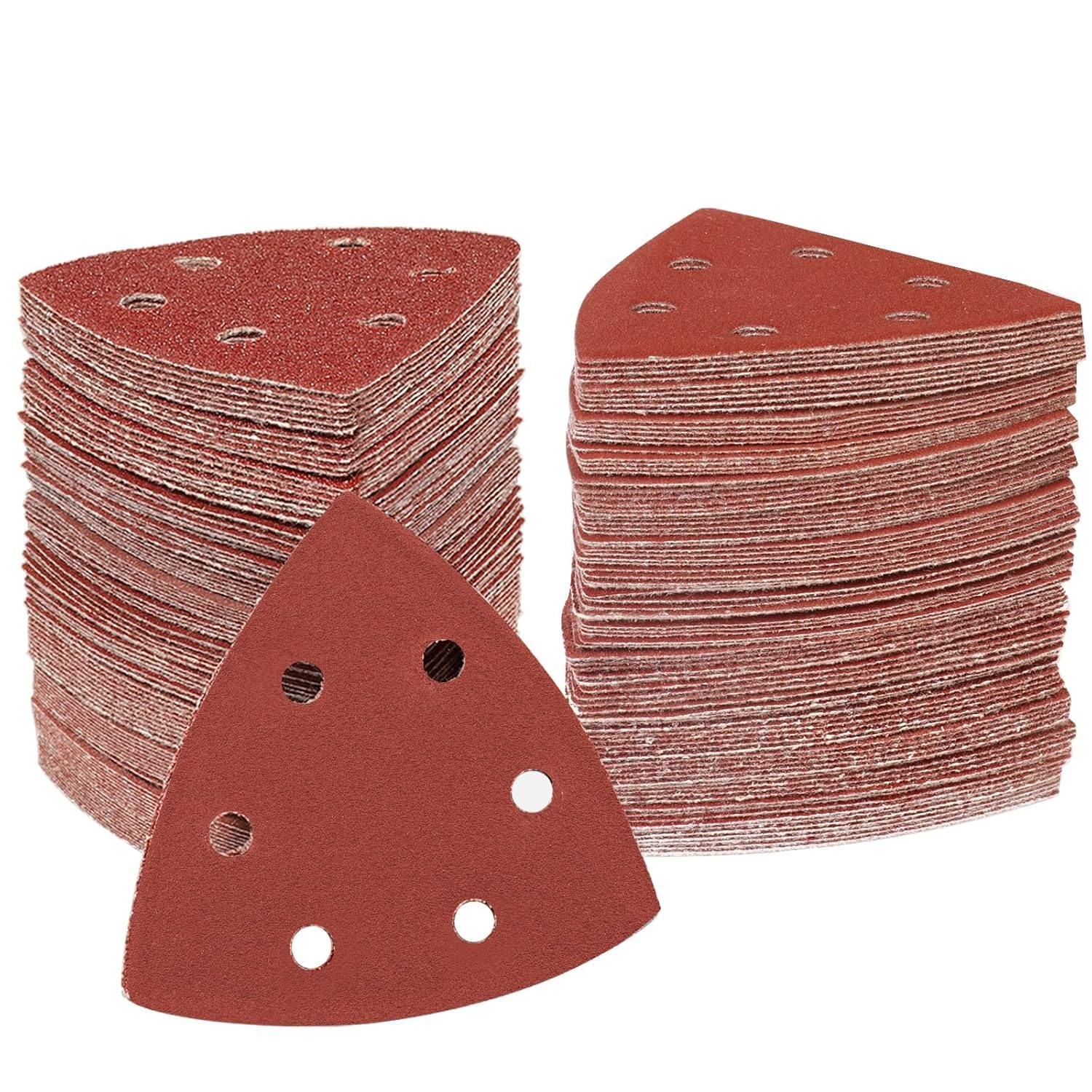 STEBRUAM Delta-Triangle Sanding Sheets,Sanding discs 70 Pieces Detail Sander Pads 6 Holes Triangle Sandpaper 180 Grits Triangle Sanding Pads 93 x 93 x 93 mm Sander Sheets — image 1