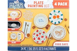 Tulip Food Safe Painted by Me Ceramic Plate Painting Set, Includes 16 Paints, 4 Brushes & 4 Paintable Plates. Bake at Home with Studio Quality Results