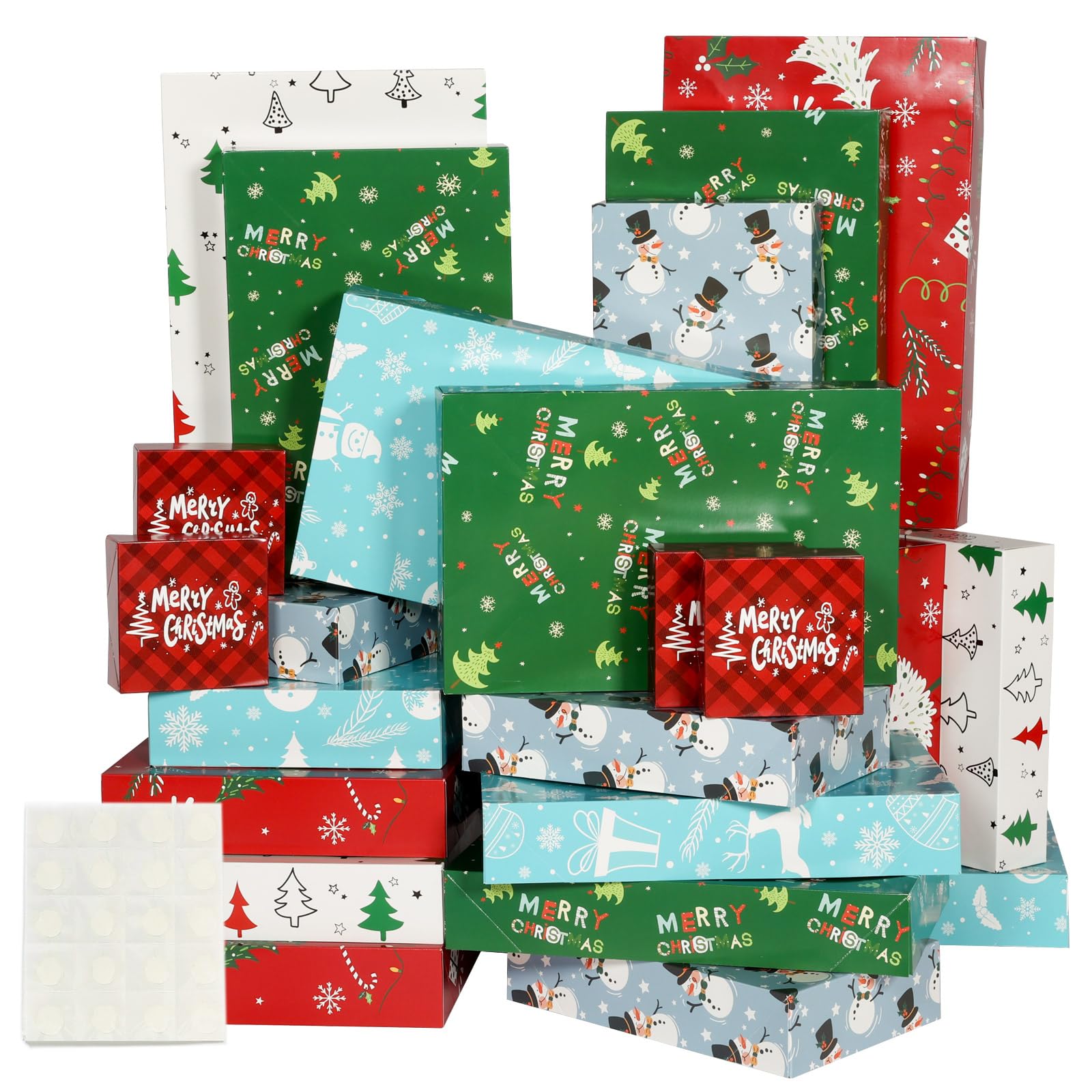 Photo 1 of joyhalo 24 Pack Christmas Gift Wrap Boxes Bulk with Lids for Wrapping Extra Large Clothes, Assorted size for Shirts, Robes, Coats, Sweaters and Xmas Holiday Present