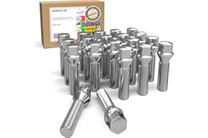 Wheel Accessories Parts 20 Pcs M12 x 1.5 12x1.5 Acorn Seat Lug Bolt 17mm Hex 28mm Thread Length Chrome Finish Fits BMW 1 3 5 7 Series Alpina B7 and M5 (Older Models)