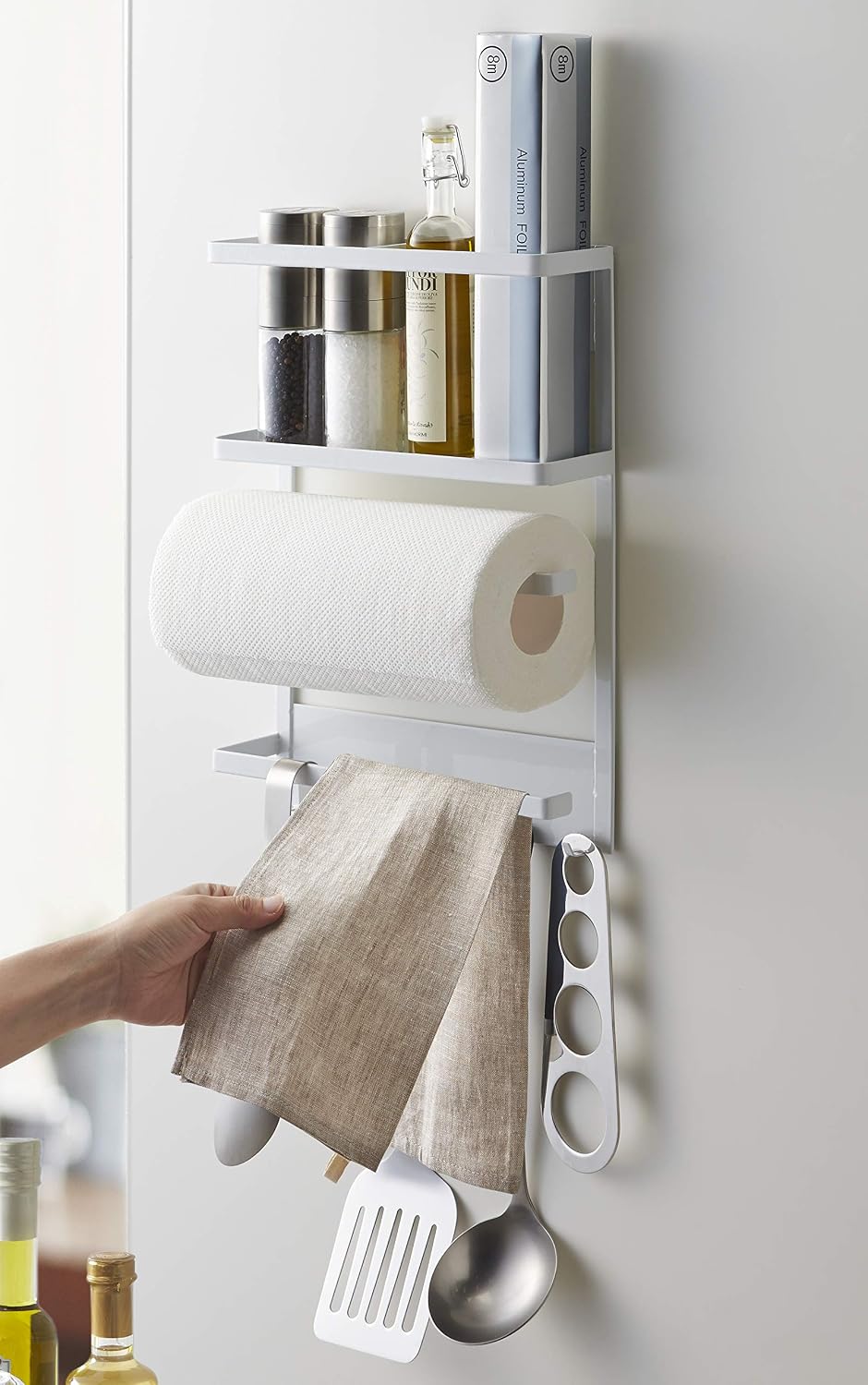Yamazaki 2744 TOWER Magnetic Refrigerator Side Rack, white, Steel, Minimalist, 24.5 x 6.5 x 34 cm - Image 5