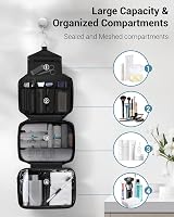 Maliton Hanging Toiletry Bag Waterproof Large Foldable Travel Wash Bag Black view 2