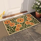 Cute Front Door Mat Welcome Mat for Outside Inside Entrance Boho Floral Rug | Flower Door Mats Outdoor Indoor, Aesthetic Non-Slip Doormat, Low Profile Summer Rug, for Living Room Hallway Patio 17