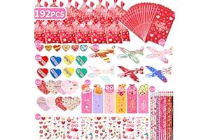 ECOHDT 24 Packs Valentines Day Gifts for Kids Classroom,192 Pcs Party Favors for Kids,Stationary Set with Rules,Pencils,Greeting Card etc for Classroom Prizes,Suitable for Party Exchange