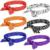 Coume 6 Pack Cooling Neck Wraps, Cooling Bandana | Reusable Ice Cool Scarf for Women Men, Paisley Bandana for Running Riding, Quick Ice Wraps for Hot Weather Heat Relief