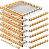 DoubleFill 6 Pcs 10 Frame Beehive Screened Bottoms Board Dipped in Beeswax with Entrance Reducer Beeswax Wood Screeneds Bottom Boards for Beekeeping Supplies (Plastic Screened Bottom Board)