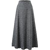 Choies Women Winter Skirt,Aline Long Fall Skirt with Pockets and High Elastic Wasit